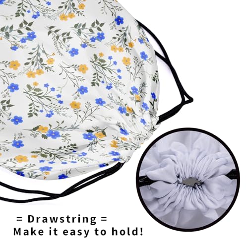 Image of Nerxy Floral Grip Bag - Spring Summer Gymnastics Grip Bag Wildflower Gymnasts Gym Bag Blue Yellow Drawstring Gift Bag Gym Storage Pouch for Sports Party Favors