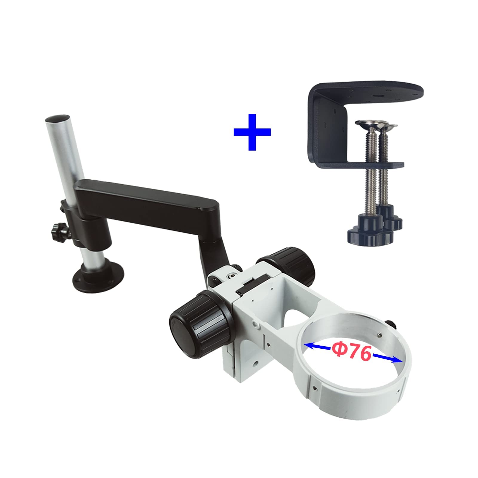 Microscope Articulating Universal Rotatable Arm, Microscope Stand Arm with Clamp for Stereo Trinocular Professional Microscope, HDMI Camera Lens Phone Repair Soldering Tools (White)