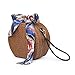 ZANGAO Runde Rattan Tasche Woven Straw Purse Kreis handgemachter Weidenkorb Tasche (Color : Brown)