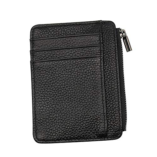 Mila-Amaz Cartera Hombre Piel, Cartera Delgada Tarjetero para Tarjeta de crédito, Negro