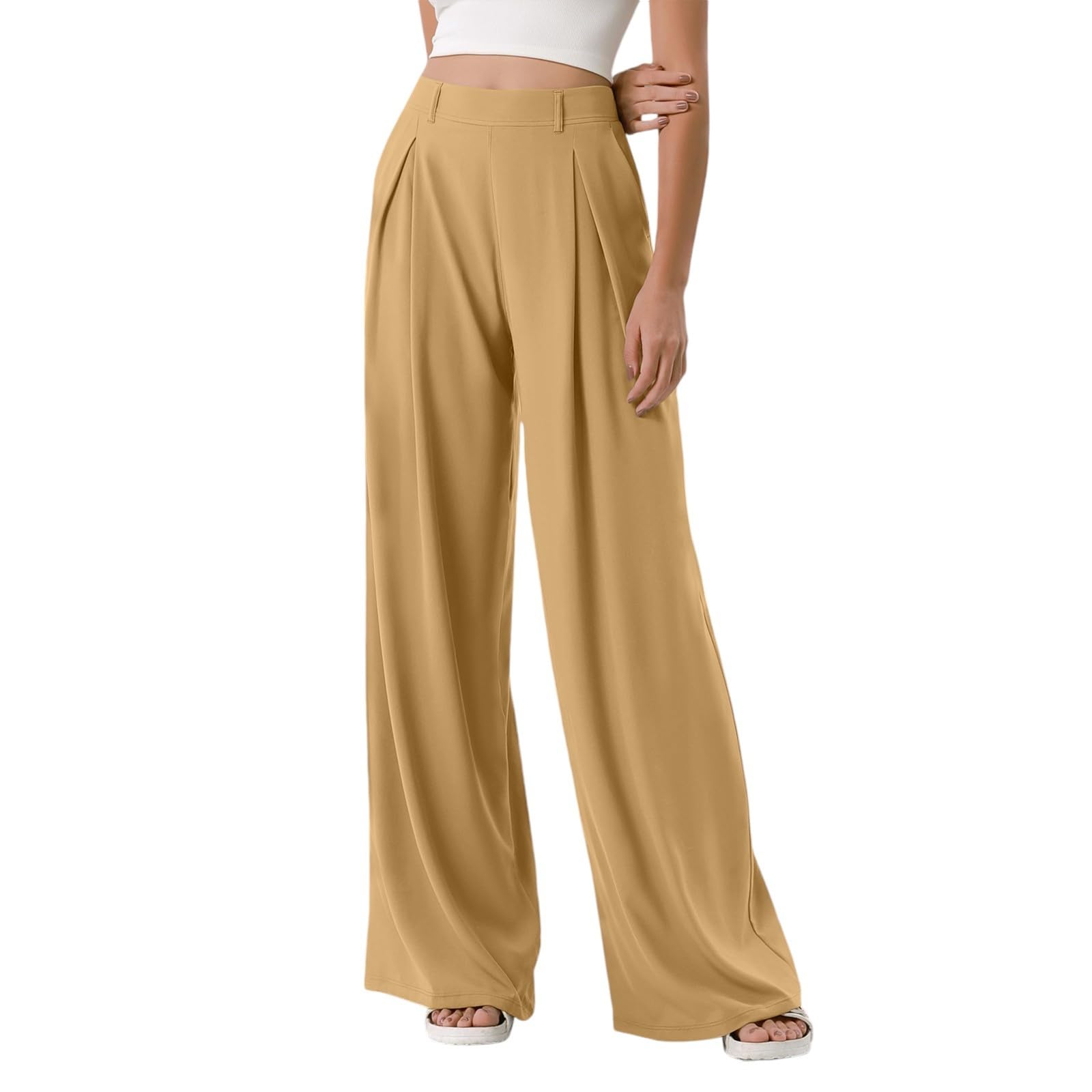 Plus Size Palazzo Pants for Women Elastic High Waisted Dress Work Pants Baggy Lounge Straight Wide Leg Sweatpants