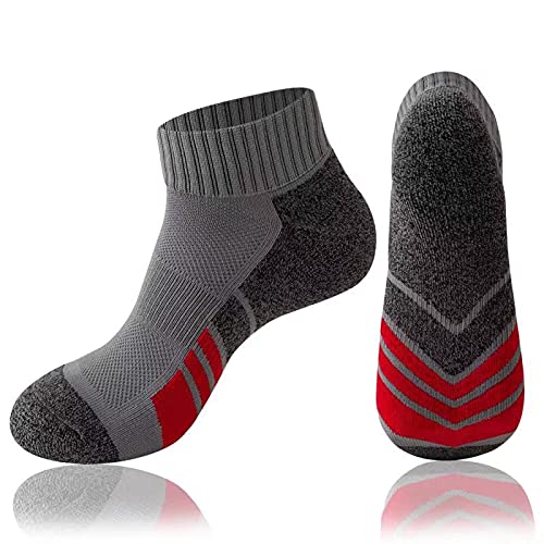 Sock Amazing 6 Pairs Mens Grey Ankle Socks Cushioned Sports Socks Low Cut Sock Athletic Sock for Climbing Running Cycling Tinnes2