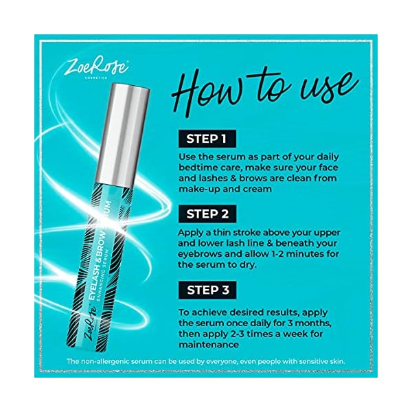 Eyelash-Growth-Serum-Multipurpose-Serum-to-Boost-Lash-Eyebrow-Growth-Made-in-USA-Premium-Eyebrow-Growth-Serum-with-Biotin-Collagen-Keratin-for-Long-Thick-Lashes-and-Eyebrows-7ml ZoeRose COSMETICS Eyelash Growth Serum - Boost Lash & Eyebrow Growth - Premium Eyebrow Growth Serum with Biotin, Collagen & Keratin for Long, Thick Lashes and Eyebrows, 0.25 Fl Oz (Pack of 1)