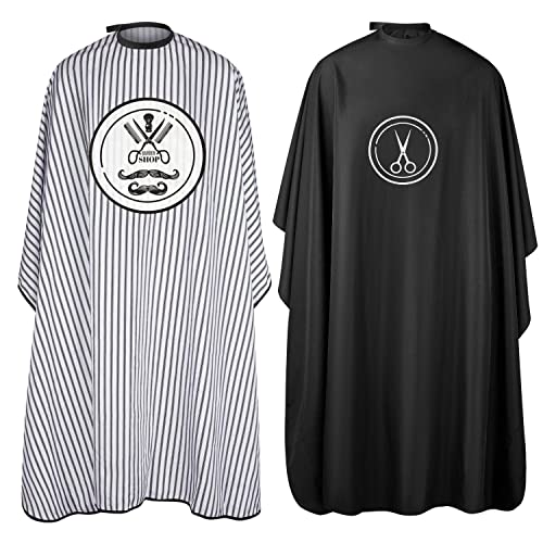 Lilexo Barber Cape set - Waterproof Salon Hair Cutting Cape with Snap Closure, 66" x 57â€ Apron for Haircut, Shampoos, Trimming, Styling, Shaving; Hairdressing Gowns for Professional & Home Use