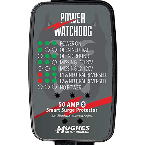 Hughes Power Watchdog PWD50 Smart RV Portable Surge Protector 50 Amp - Patented Bluetooth Connectivity - Monitor Voltage/Amperage/Wattage - IP65 Water-Resistant