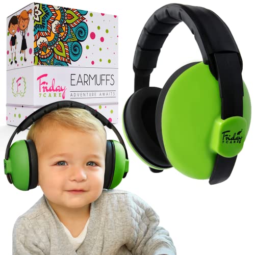 Image of Friday 7Care Baby Ear Protection Noise Canceling Headphones for Ages 0-24 Months, Green