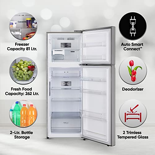 Image of LG 343 L, 3 Star, Smart Inverter Compressor, Wi-Fi Enabled, Convertible Frost-Free Double Door Refrigerator (GL-T382TPZX, Shiny Steel, Auto smart connect & Door Cooling+)
