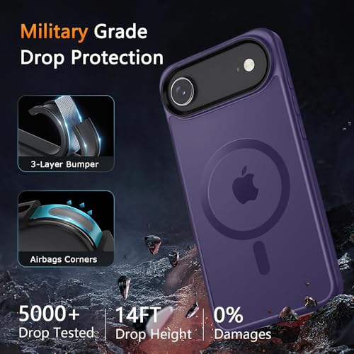 Image of iPhone 17 Air Magsafe Hard Back Case | Matte Design & 360 Protection | Military-Grade Apple iPhone 17 Air Cover | Strong Magnet Back - Purple