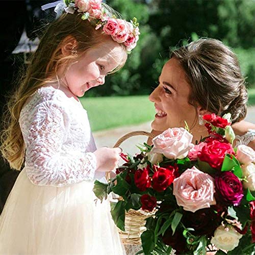 Image of Topmaker Flower Girl Dress for Toddler Baby Girls,Lace Tulle Dress for Wedding,Birthday Party,Photoshoot,Special Occasion