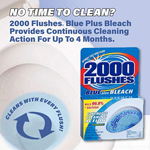 2000 FLUSHES 208082 Blue Plus Bleach Automatic Toilet Bowl Cleaner Twin-Pack, 3.5 OZ, [PACK OF 6]