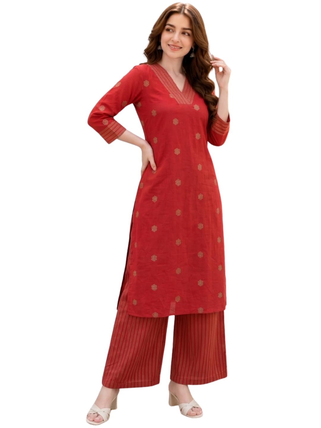 Women's Kurtas & Kurtis|Printed Straight Kurti with Palazzo Pants|Ethnic Kurti Set for Woman|Casual Suit Set for Women with Size S to 3XL|Stylish Dress for Woman-image-8