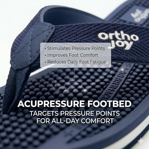 Image of ORTHO JOY Orthopedic Comfort Flip Flops for Men - Acupressure Massage Sole, Anti-Slip Lightweight Slippers