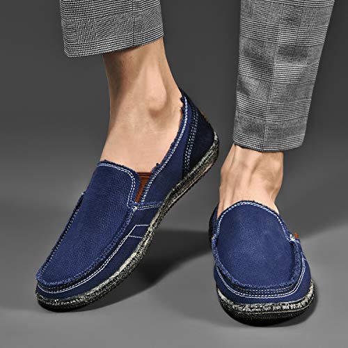 Image of CASMAG Men's Casual Cloth Shoes Canvas Slip on Loafers Vintage Boat Shoes | Breathable material, lightweight, Easy slip on & off, Comfortable, Non-Slip, Fashionable