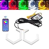 Qasim Hexagon Angel Eyes 70MM RGB APP Control Halo Rings Retrofit Car Motorcycle Light Accessories Decoration DRL Driving Day Light RGB Streamer Amber Turn Signal Light 12V 24V 70MM, 2 Pack