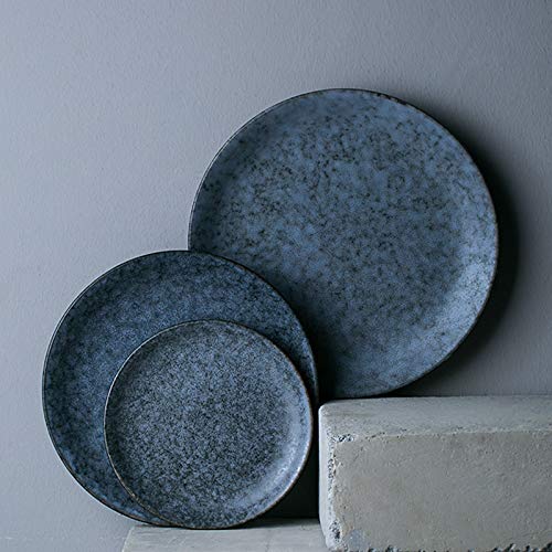 Platos de cena de piedra Plato de cerámica Platos cena Platos planos filete gres colores grises Muy adecuado para restaurantes, hoteles, etc. Ensaladera de cocina