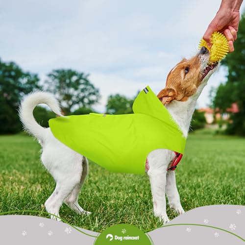 Zellar Hunderegenmantel mit Kapuze & Kragenloch & sicheren reflektierenden Streifen, ultraleichte atmungsaktive 100% wasserdichte Regenjacke mittelgroße Hunde