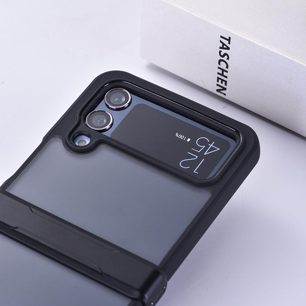 Funda rígida Plegable con bisagras Transparentes Mate para Samsung Galaxy Z Flip 4 5, Color Negro, para Z Flip 5