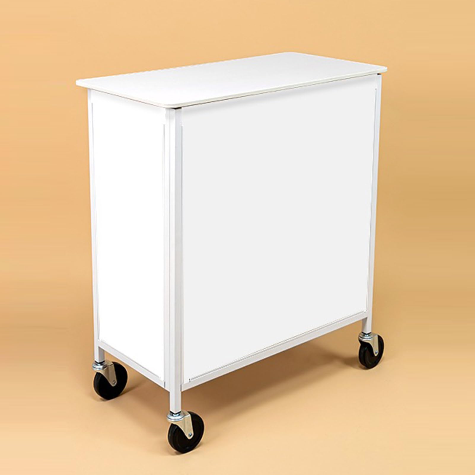 Portable Tradeshow Pop Up Podium Table, Foldable Promotional Counter Table Retail Bar Table Exhibition Advertising Display Banner Stand, Supermarket Tasting Table Reception Event Desk with Storage B