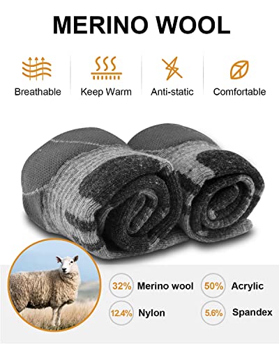 Ski Socks Mens And Women [2 Pack], Warm Merino Wool Ski Socks For Adult Skiing, Snowboarding And Outdoor Activity, Non-Slip, Knee-High Wool Ski Socks, Grey #TOP2