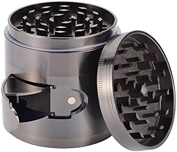 Spice Herb Grinder, TINGAU 4 Piece 2.4-Inch Herb Grinder , Herb and Spice Kitchen Grinder with Pollen Catcher and Easy Access Window, Razor-Sharp Teeth , Zinc Alloy Material Made for Cooking