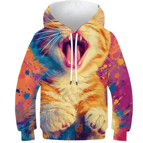 Sweat à capuche chaton pour enfant 10-12 ans - Pull imprimé 3D