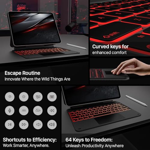 Image of typecase Edge Keyboard for iPad Air 11 (M3 /M2), Air 5th /4th & Pro 11 (4th /3rd /2nd /1st), 11-Colors Backlit, Magic Floating Cantilever, Precision Multi-Touch Trackpad-Blk'25 (Not fit A16 /10th / 11-M4)