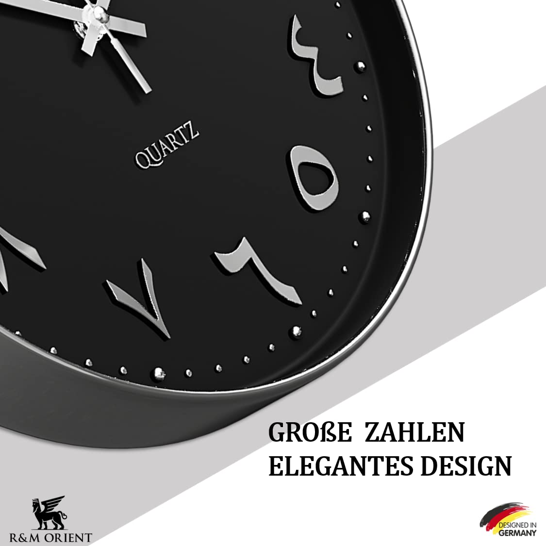R&M ORIENT Reloj de pared árabe 3D, grande, moderno, silencioso, sin marco, regalo de decoración, sala de estar, oficina en casa (dorado