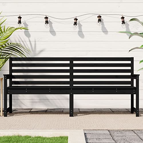 Vetnasa Banco de jardín Madera Maciza Pino Negro 203,5x48x91,5 cm Mobiliario, Muebles de jardín, Asientos de Exterior, Bancos de jardín Negro 22 KG