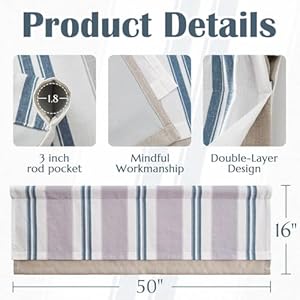 jinchan Striped Valance Linen Valance Curtain18 Inch Window Treatment for Living Room Small Window Valance Farmhouse Double Layer Valance Blackout Blue and Grey Pinstripe Valance Rod Pocket 1 Panel jinchan Striped Valance Linen Valance Curtain18 Inch Window Treatment for Living Room Small Window Valance Farmhouse Double Layer Valance Blackout Blue and Grey Pinstripe Valance Rod Pocket 1 Panel