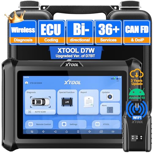XTOOL D7W OBD2 Scanner Diagnostic Tool: 2026 Wireless Ver. of D7/D7S/D7BT, AI-Assisted Bidirectional Scan Tool with Full System Diagnostic, PMI, ECU Coding, 39+ Resets, CAN FD/DoIP, Scanner for Car