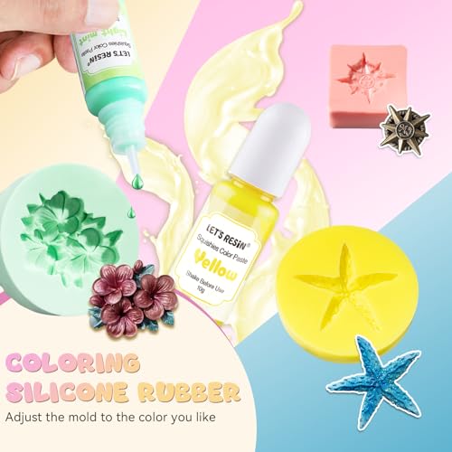 LET'S RESIN Silicone Pigment Dye for Taba Squishy, 16 Colors Opaque Pigment Paste for Silicone Rubber Mold Making, Vibrant Colorant for Squishy Maker Coloring