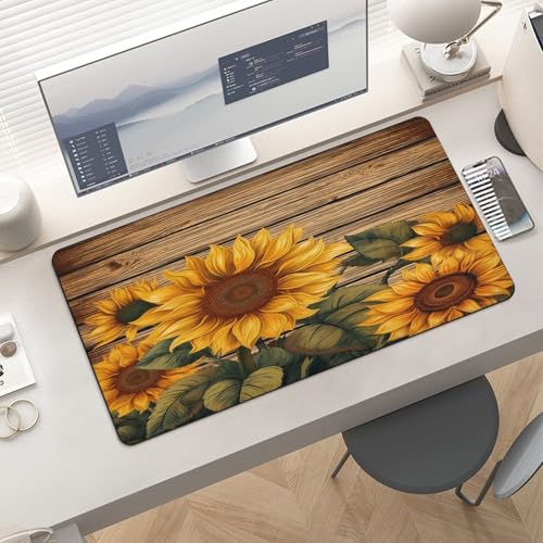 Paint Wooden Board Sunflower Mouse Pad grande de goma miniatura 6