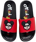 Disney Boys' Mickey Mouse Sandals - Slip-On Slides (Toddler/Little Kid/Big Kid), Size 9/10 Toddler, Mickey Mouse