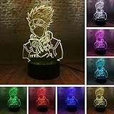 Naruto Japanese Anime Hatake Kakashi Figure 3D Vision LED 7 Color Night Light Acrylic Base Lamp Child Gift Kids Manga Table Decor Sons Birthday Gifts for Friends Family Gifts (Naruto Kakashi)