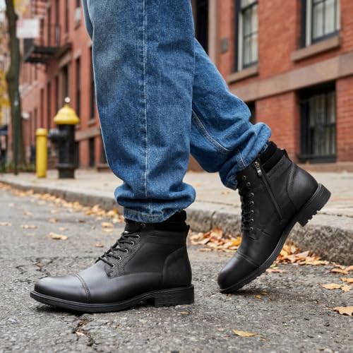 Image of Mens Chelsea Boots, Stylish and Comfort Leather Chukka Ankle Boots with Zipper