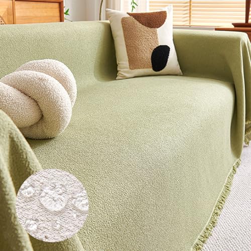 Funda de sofá impermeable, protector de toalla multiusos para sofá y cama, diseño a cuadros para el hogar y la oficina, 180 x 150 cm, verde, duradera y elegante