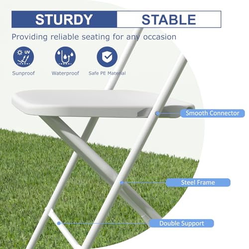 10 Pack White Folding Chairs, Plastic Folding Chairs Outdoor Indoor, 350lb Capacity,Portable Event Chair, Lightweight Folding Chair,for Events Office Wedding Party Rental Picnic Patio - Image 5