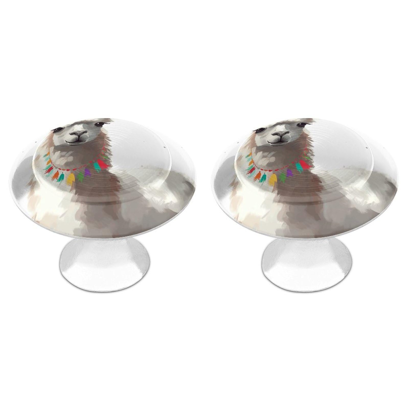 FekiLoot Llama Cabinet Knobs 2 Pack Stainless Steel Round Dresser Drawer Knobs Kitchen Drawer Hardware Dresser Knob Closet Door Pulls Cabinet Handles for Cupboard Drawer Pulls