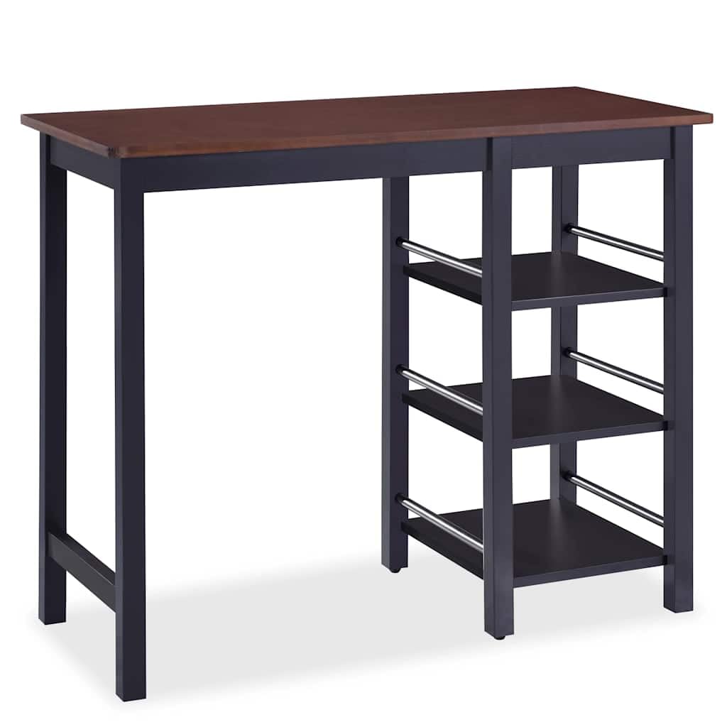 Juego de bar de 3 piezas de MDF negro, mesa de bar y 2 taburetes, con estantes para comedor, cocina, diseño que ahorra espacio, comodidad para familia e invitados