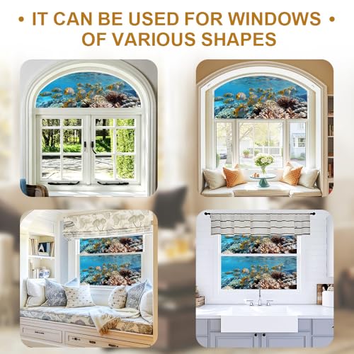 Image of Ocean Coral Reef Tropical Fish Window Film 39.37x17.32in Cling