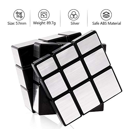 Image of MoYu Rubik Cube Puzzle Toy Game 3D Speed Cube, Stickerless Kids Puzzle Cube, Smooth Turning ABS Brain Teaser Toy for Kids and Adults (Silver Mirror)