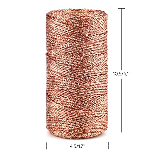 jijAcraft 100M Rose Gold String, Rose Gold Thread Twist Ties Gold Rose Metallic Twine String Jewelry Craft Cord - Image 3