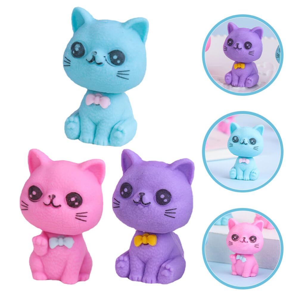 48 Pezzi Gomma Cancellare Gattino Tpr Piccole per Matita