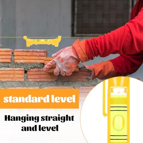 5PCS String Line Level Mini Hanging String Level Tools Bubble Spirit Post Level Measuring Layout Tools for Building Trades Bricklaying Tiling Engineering Surveying Metalworking(Yellow) - Image 3