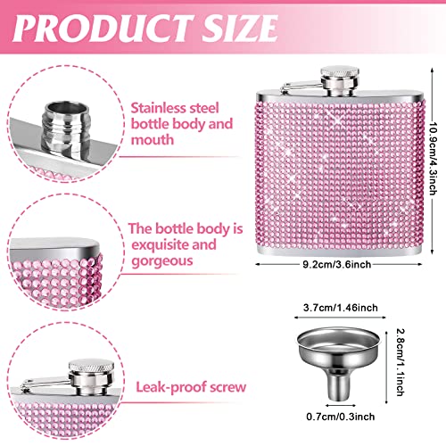 2 Pcs Diamond Hip Flask Bracelet Flasks For Women For Liquor 6.8 Oz Hidden Drink Pouches Pink Plastic Tampon Flask Purse With 2 Funnel Bling Small Leakproof Flask For Cruise Wedding Party Supplies #TOP1