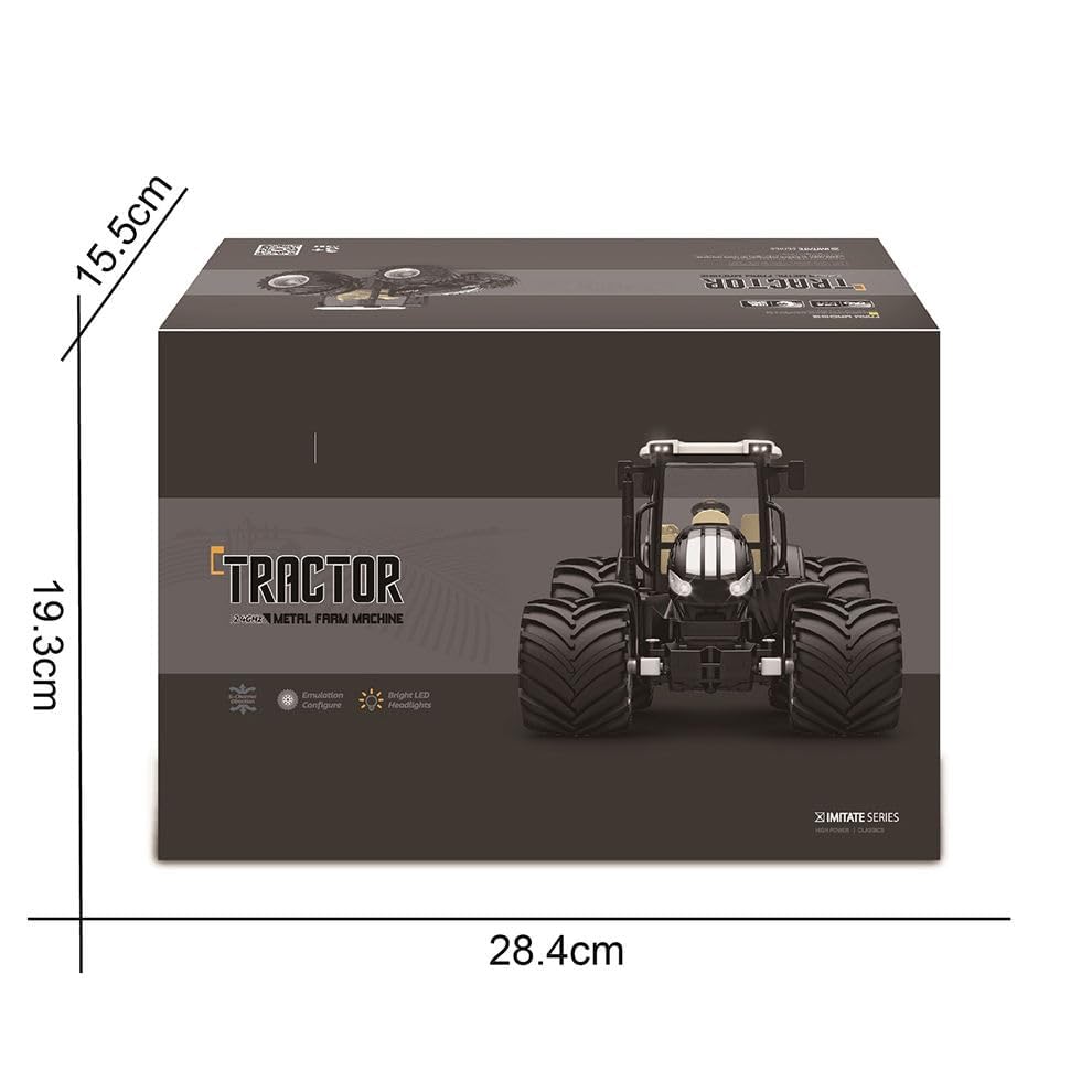 Image of Metal Tractor Toy for Kids | Heavy Duty Farm Machine with LED Lights, Big Rubber Tyres & Realistic Design