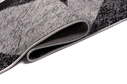 Tapis salon noir 180x250 doux et résistant collection géométrique Monaco