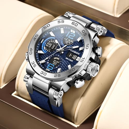 Image of LIGE Quartz Watch for Men Waterproof Big Dial Analog Digital Sport Multifunction LED Backlight Fashion Wristwatches Stopwatch Calendar Men