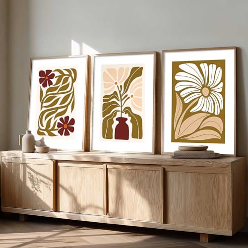 Image of kotart Boho Art Home Decoration Painting | Paintings With Frame For Living Room Bed Room Hotel Wall Decor Digital Reprint Set of 3 (35x37 Inch)