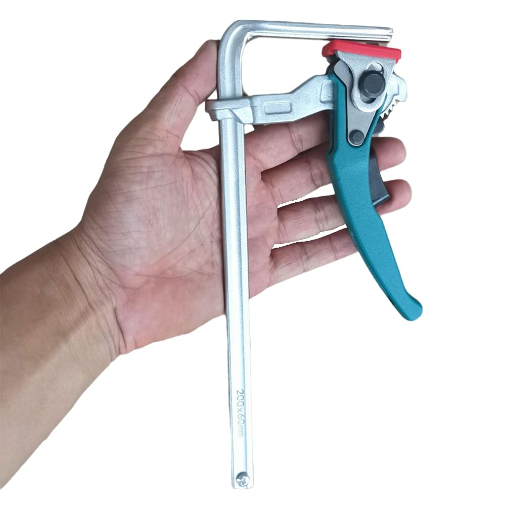 Osmond Cyan Handle Quick Ratchet Track Clamp Woodworking Track Clamp Cyan Ratchet Track Clamp 200x60mm